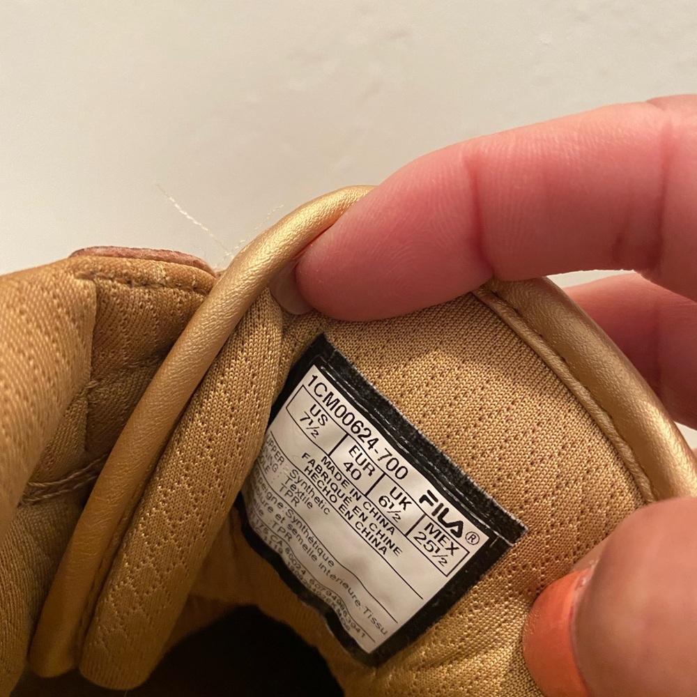 Unisex gold high top Fila sneakers - Picture 7 of 11